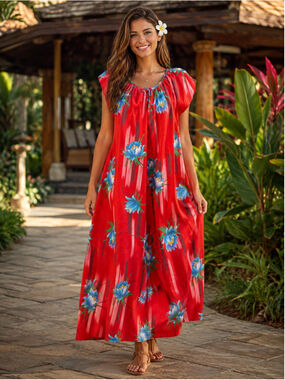 Vintage Hilo Hattie’s Hawaiian Dress Women L Made in Hawaii Floral Tiki Resort